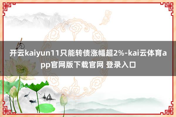 开云kaiyun11只能转债涨幅超2%-kai云体育app官网版下载官网 登录入口